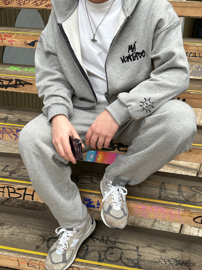 Bad Mood Grey Zip Hoodie