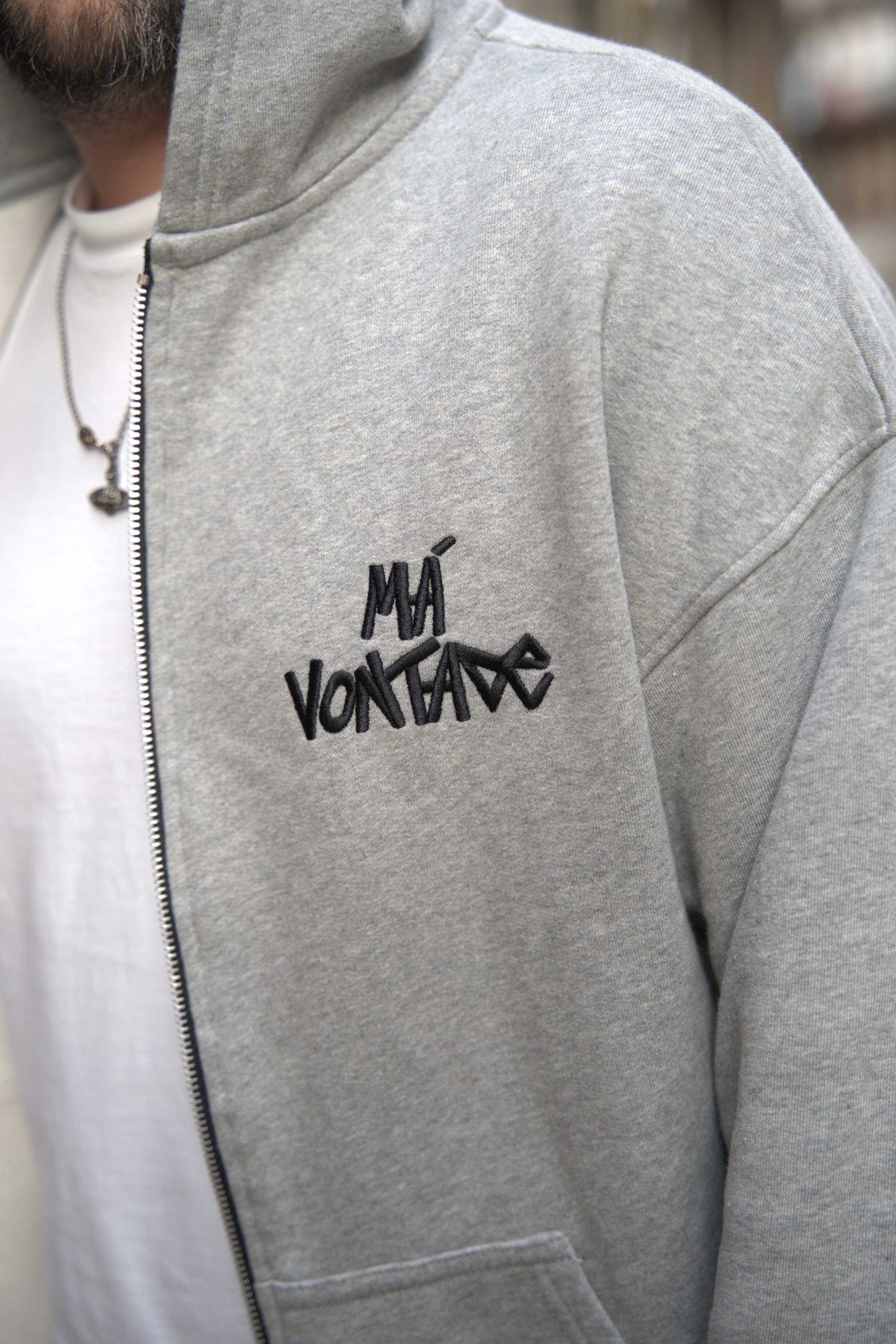 Bad Mood Grey Zip Hoodie